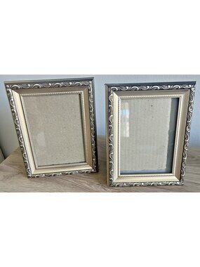 Burnes of Boston set of 2 Frames Gold Silver 9x7 hold 5X7 Photo Raised Design